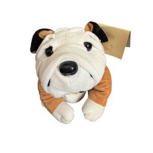 Floppy Friends Brutus Bulldog Dog Brown White Black with tag Vintage NOS Beans